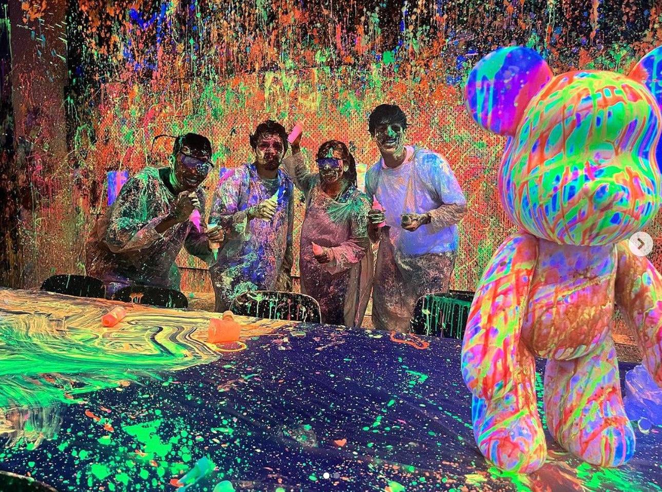 splashed paint filled the room with beautiful colors